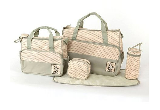 5 in 1 Multifunctional Baby Bag - Khaki Dots_1