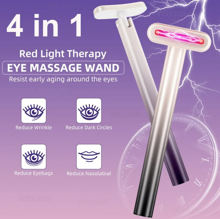 4 in 1 Facial Wand EMS Microcurrent Vibration Warm Red Light Face Lifting Machine Skin Tightening Device - Blue_2