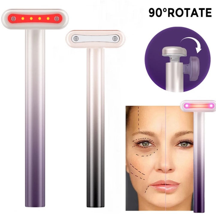 4 in 1 Facial Wand EMS Microcurrent Vibration Warm Red Light Face Lifting Machine Skin Tightening Device - Blue_1