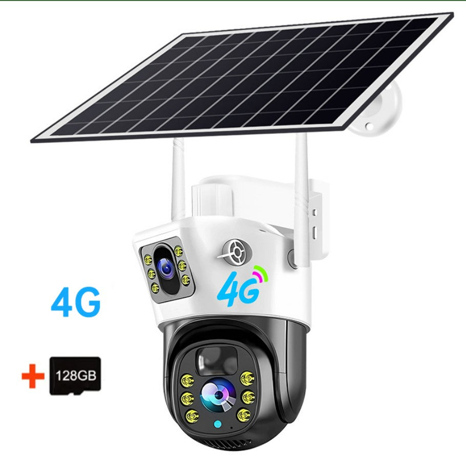 V380PRO Solar Camera 4MP Dual Lens Home Security Camera With Solar Panel - 4G CAMERA + 128GB CARD_0